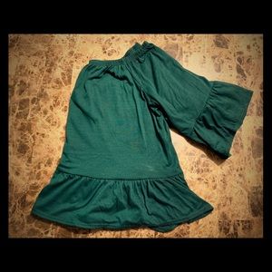 Crop off the shoulder green top